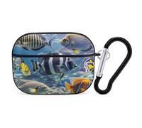 Different Fish Earbuds Organizer Shockproof Protective Airpods Pro Cover with Carabiner Clip Anti Fall Carrying Earphone Case Cover for Airpods Pro 2nd Generation Black