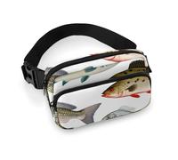 Different Fish Fanny Packs with Zipper, Personalized Waist Bags with Multiple Pockets, Adjustable Sling Bag for Travel, Waterproof Belt Bag, Crossbody Bags