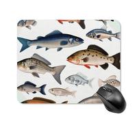 Different Fish Mouse Pad Square Mouse Mat Non-Slip Rubber Base Mousepad Wireless Mice Mat for Gaming, Office & Home, Waterproof Mouses Mats for Laptop/Desktop 20 * 25cm