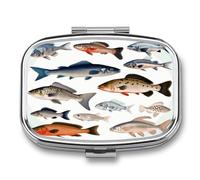 Different Fish Pill Box Medicine Pill Organizer Small Pill Case Travel Pill Container Portable Pill Case for Pocket 2 Compartment Pill Holder Pill Boxes for Travel