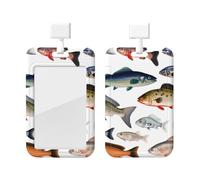 Different Fish Printed Card Badge Holder Id Badge Card Holder Badge Holders with Lanyards for Offices Staff Access Card Metro Card