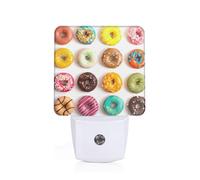 Different Flavors of Doughnuts Plug-in Led Night Light with Motion Sensor Dusk to Dawn Sensor Backlit Nightlight for Bedroom Bathroom