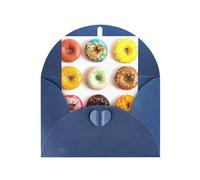 Different Flavors of Doughnuts Print Adorable Blank Cards& Envelopes,Unique Designs Perfect for Festivals, Invitations