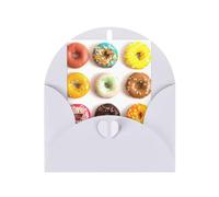 Different Flavors of Doughnuts Print Adorable Blank Cards& Envelopes,Unique Designs Perfect for Festivals, Invitations