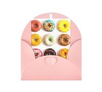 Different Flavors of Doughnuts Print Adorable Blank Cards& Envelopes,Unique Designs Perfect for Festivals, Invitations
