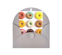 Different Flavors of Doughnuts Print Adorable Blank Cards& Envelopes,Unique Designs Perfect for Festivals, Invitations