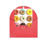 Different Flavors of Doughnuts Print Adorable Blank Cards& Envelopes,Unique Designs Perfect for Festivals, Invitations