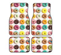 Different Flavors Of Doughnuts Print Car Foot Mat 4-Piece Set For Cars/Trucks/Vans, Easy Clean & Quick Install