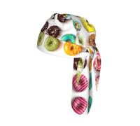 Different Flavors of Doughnuts Print Helmet Cap Quick Dry Cycling Skull Wrap Breathable Polyester Adjustable Adult Summer Beanie