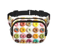 Different Flavors of Doughnuts Print Waist Pack Fanny Pack Belt Bag for Men Women,Waterproof Adjustable Strap 3 Pockets for Outdoor Travel