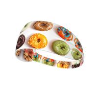 Different Flavors of Doughnuts Printed Exercise Headband Stretchy, Non Slip Sweat Band, for Gym Fitness Hiking All Hair Types