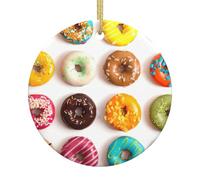 Different Flavors Of Doughnuts Printing Xmas Tree Hanging Decor Personalized Christmas Ceramic Hanging For Adult Ideas Holiday Decor