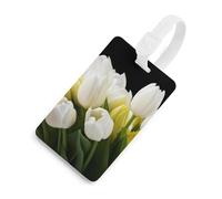 Different Flowers Luggage Tag for Travel, TPU Baggage Tags with Information Card, Personalized Suitcase Tags for Flying, Multifunctional Bag Tags for Business, Gift White