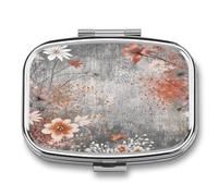 Different Flowers Pill Box Medicine Pill Organizer Small Pill Case Travel Pill Container Portable Pill Case for Pocket 2 Compartment Pill Holder Pill Boxes for Travel