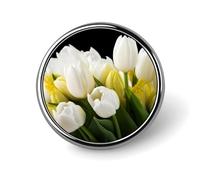 Different Flowers Round Badge Personalized Metal Lapel Pin Badges Fit Clothing Bags Hat Humorous Printed Brooch Badge Party Decorations Accessories for Men Women