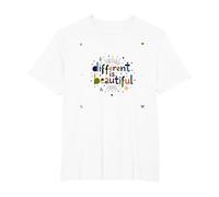 Different is Beautiful: Colorful Diversity Celebration T-Shirt, Men's Big and Tall, White, 5X Tall