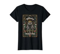 Different is Beautiful Raccoon Neurodivergent Autism ADHD Value Graphic T-Shirt, Women, Black, M