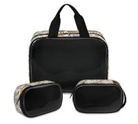 Different Languages Hello Pattern Makeup Bag for Women Men, Translucent Cosmetic Bag Wash Pouch Shower Bag 3 Pcs Travel Toiletry Toiletries Cosmetic Organizer