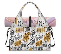 Different Languages Hello Pattern Sports Duffel Bag for Women Men Weekend Overnight Bag with Shoe Compartment Shoulder Tote Luggage Bag for Yoga Gym Travel