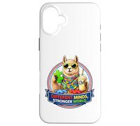 Different Minds Stronger World, Llama With Milkshake, ADHD Case for iPhone 16 Plus