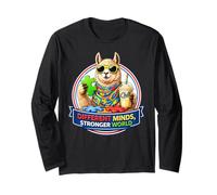 Different Minds Stronger World, Llama with Milkshake, ADHD Long Sleeve T-Shirt