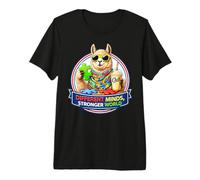 Different Minds Stronger World, Llama with Milkshake, ADHD Premium T-Shirt