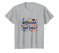 Different Not Less Special Education Inclusion Message T-Shirt, Kids, Heather Grey, 12 Years