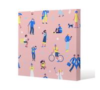 Different people with mobile phones and gadgets (Canvas Print) / 101 x 101 x 4cm Benjamin Tate Design Natural One Size