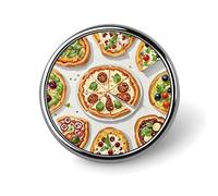 Different Pizzas Round Badge Personalized Metal Lapel Pin Badges Fit Clothing Bags Hat Humorous Printed Brooch Badge Party Decorations Accessories for Men Women