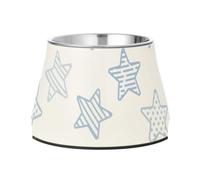 Different Stars Baby Blue White Feed Dog Bowl with Stand Stainless Steel Pets Water Bowl for Loving Pet Slow Down Eating
