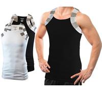 Different Touch 2 Pack Men Square Cut Two Tone Trim Tank Top, Black & White, XL