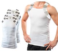 Different Touch 2 Pack Men Square Cut Two Tone Trim Tank Top Clothing, White& White, Medium