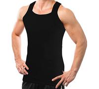 Different Touch 2 Pack Men's Tank Tops Square Cut Muscle Rib A-Shirts, Black, S