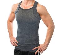 Different Touch 2 Pack Men's Tank Tops Square Cut Muscle Rib A-Shirts, Charcoal, XXL