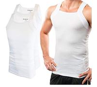 Different Touch 2 Pack Men's Tank Tops Square Cut Muscle Rib A-Shirts, White, Medium