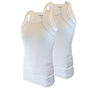Different Touch 2 Pack Men's Tank Tops Square Cut Muscle Rib A-Shirts, White W/White Trim, S