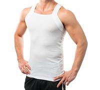 Different Touch 2 Pack Men's Tank Tops Square Cut Muscle Rib A-Shirts, White, XXL