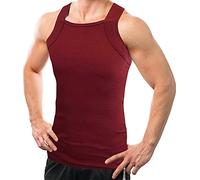 Different Touch Men's G-unit Style Tank Tops Square Cut Muscle Rib A-Shirts, Pack of 2, Burgundy, Medium