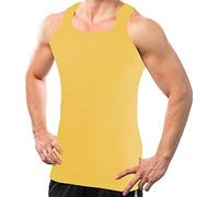 Different Touch Men's G-unit Style Tank Tops Square Cut Muscle Rib A-Shirts, Pack of 2, Gold, Medium