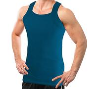 Different Touch Men's G-unit Style Tank Tops Square Cut Muscle Rib A-Shirts, Pack of 2, Teal, XXL