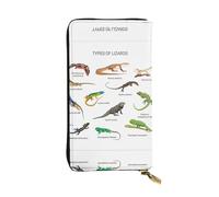 Different Types of Lizard Print Leather Long Clutch Wallet – Fashionable Personalized Wallet, Multiple Card Slots, Gift Ready, Black, One Size