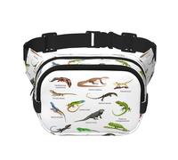 Different Types Of Lizard Print Unisex Square Double Layer Waist Bag Crossbody Fanny Pack Travel Workout Accessory, Black, One Size, Black, One Size