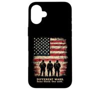DIFFERENT WARS. Same Blood. One Oath. Patriotic Soldiers Case for iPhone 16 Plus