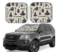 Different Witch Equipment Print Car Sun Shade Windshield 2-Piece Foldable Front Windshield Sun Visor Sunshade for Car Windshield, M