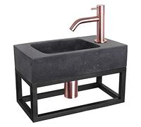 Differnz Bombai Black Fountain Set Natural Tea Kraan Curved Rood Coper Met Handdoekrek 40 x 22 x 9 cm