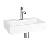 Differnz Flat Wash Basin Ceramic White Straight Fitting Chrome Complete Set 38 x 24 x 7 cm