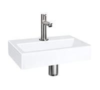 Differnz Flat Wash Basin Ceramic White Straight Fitting Matt Chrome Complete Set 38 x 24 x 7 cm