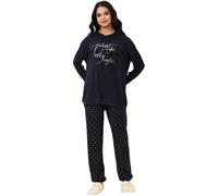 DIFFERRENT CLOTHING Silent Night Christmas Pyjama Set, Wine Red Hooded Top with Script, Polka Dot Bottoms, Loungewear (UK, Alpha, XL, Regular, Regular, Black)