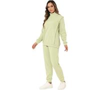 DIFFERRENT CLOTHING Two-Piece Tracksuit, Black Ribbed Mock Neck, Zip-Up Sweatshirt with Joggers (UK, Alpha, L, Regular, Regular, Green)