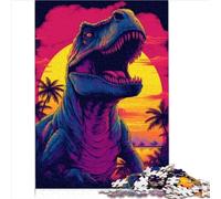 Difficult Hard Jigsaw Puzzles Adults and Kids Dinosaur T Rex Sunset Dino Cardboard puzzles Adults and Children Jigsaw Puzzle Puzzling for Gift 1000pcs（26x38cm）